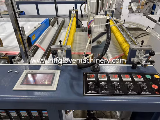 Máquina de fazer saco de lixo com cordão contínuo de plástico poli biodegradável totalmente automática PE HDPE LDPE Máquina de rolo para saco de lixo com fita adesiva