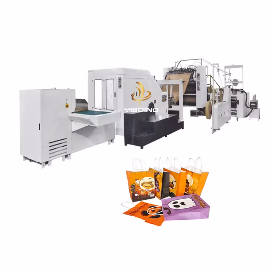 Alça plana de alta velocidade totalmente automática e troca de alça torcida de papel Kraft Kfc Paper Shopping Gift Food Bag Bag Making Machine Machine
