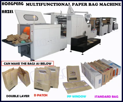 Máquina para fazer sacolas de papel fundo quadrado com 2 cores, 4 cores em linha