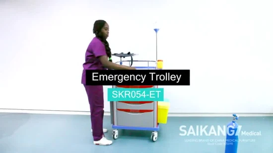 Equipamento de carrinho de tratamento de enfermagem Skr054-Et ABS hospitalar médico de emergência com gavetas