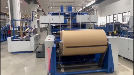 Máquina para fabricar sacos de papel Kraft para compras de papel Kraft de fundo plano com alça em linha
